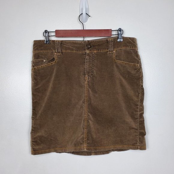 American Eagle Outfitters Stretch Soft Velvet Feel Brown Academia Skirt Size 10 - Picture 1 of 12